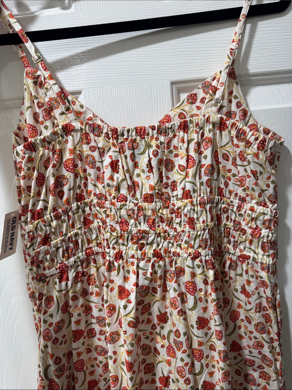 Old Navy Cream Maxi Dress with Red and Green Floral Print - Picture 5 of 5